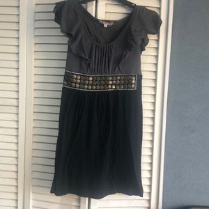 Black and grey a- line dress